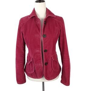 Gap Y2K Pink Corduroy Jacket Blazer Flap Pockets Lined Size 0 XS